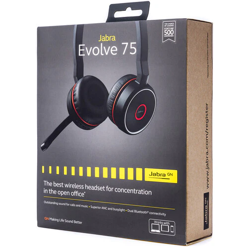 Jabra Evolve 75 SE Link 380A MS Stereo Noise-Canceling Wireless Headset (Black) - Image 5