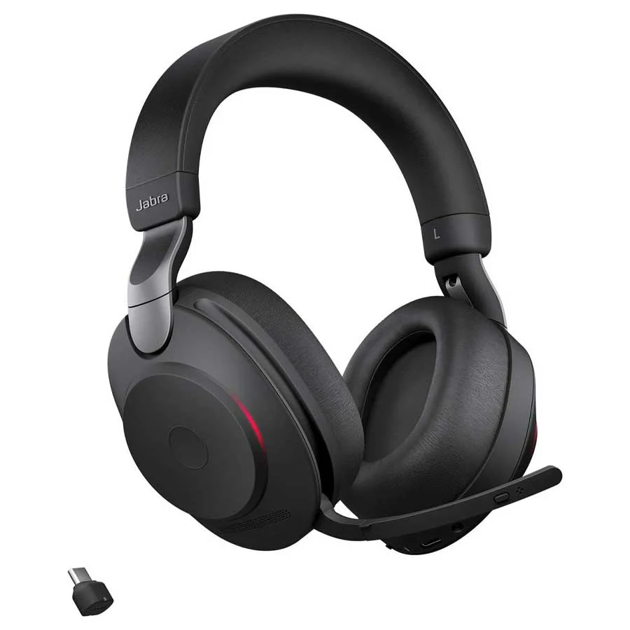 Jabra Evolve2 85 LINK380A MS Stereo Noise-Canceling Wireless Headset (Black) (Without Charging Stand, With Charging Stand)