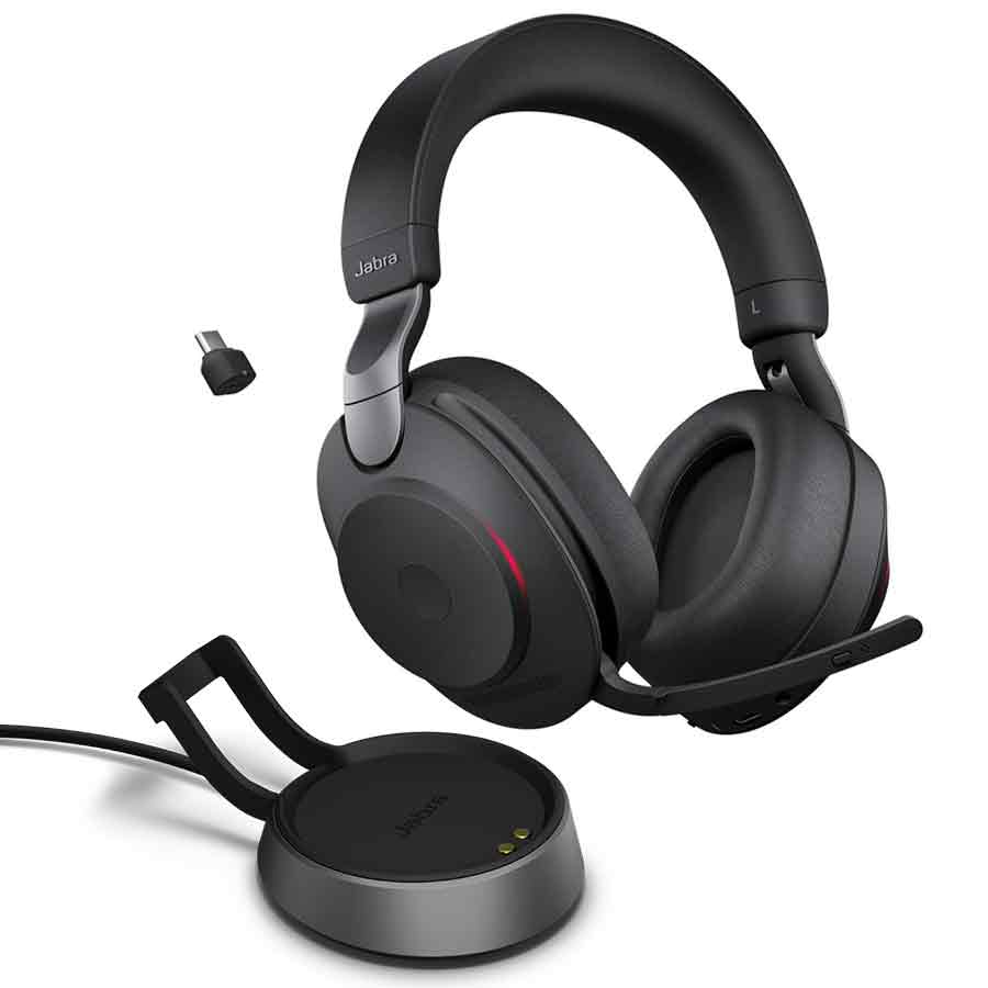 Jabra Evolve2 85 LINK380A MS Stereo Noise-Canceling Wireless Headset (Black) (Without Charging Stand, With Charging Stand) - Image 2