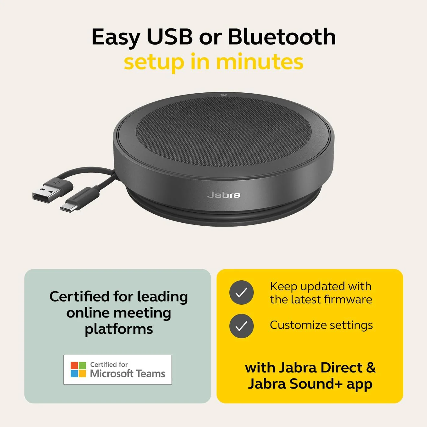 Jabra Speak2 75 Portable USB-A/C Wireless Bluetooth Speakerphone - Microsoft Teams Certified - Image 4