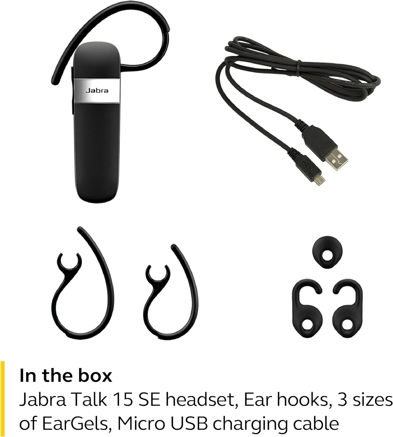 Jabra Talk 15 SE Mono Bluetooth Ear Hook Headset With Built-In Microphone (Black) - Image 3