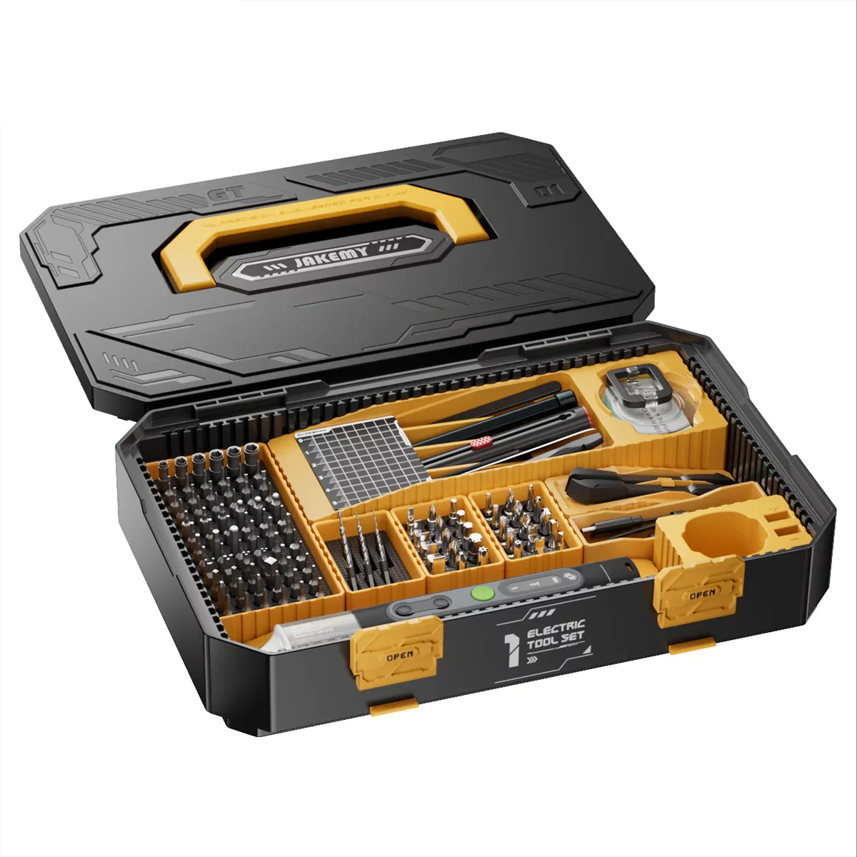 Jakemy 135-in-1 Modular Electric Toolbox with Electric Screwdriver Handle / 2-in-1 Connector / 117 Precision Bits (JM-8198) - Image 2