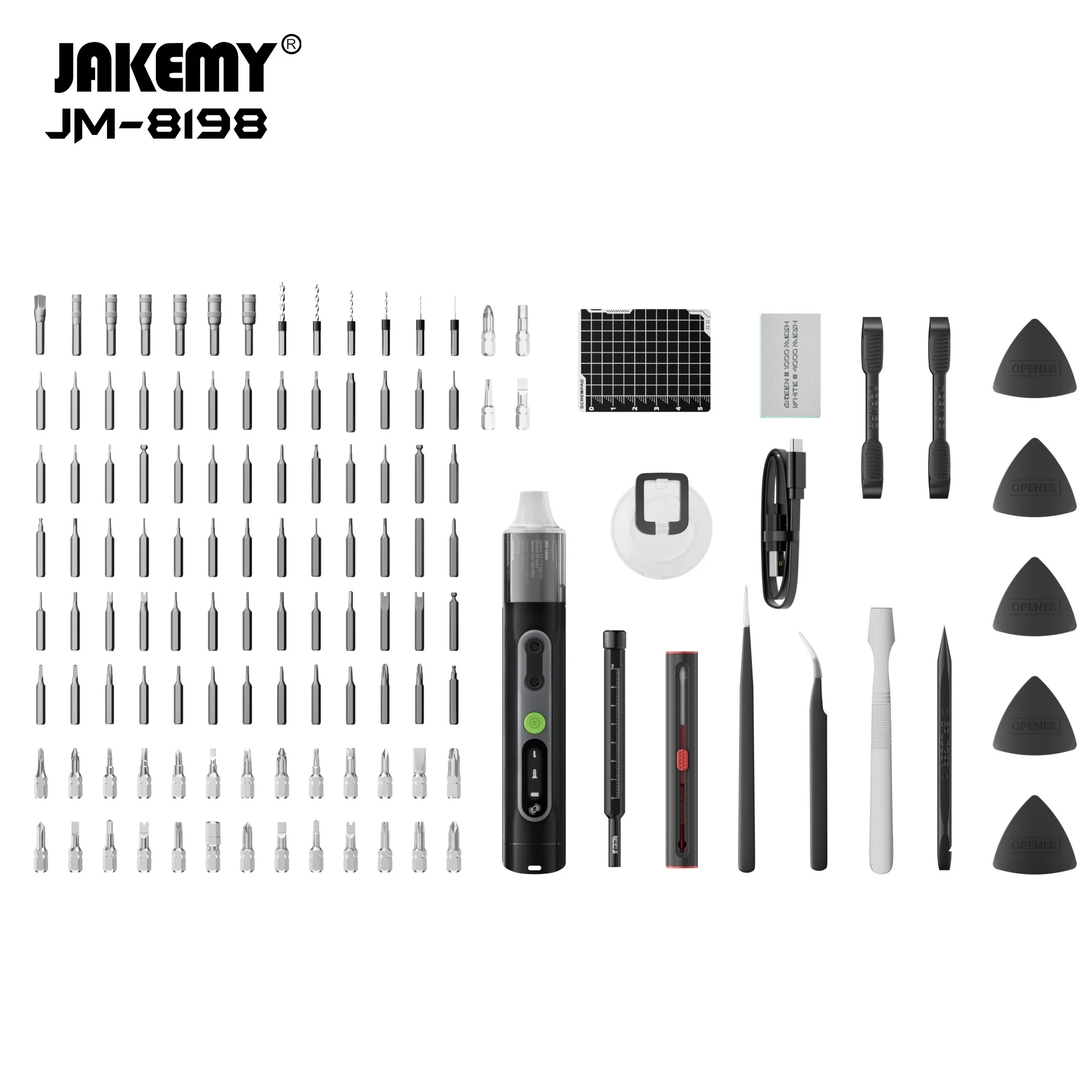 Jakemy 135-in-1 Modular Electric Toolbox with Electric Screwdriver Handle / 2-in-1 Connector / 117 Precision Bits (JM-8198) - Image 4