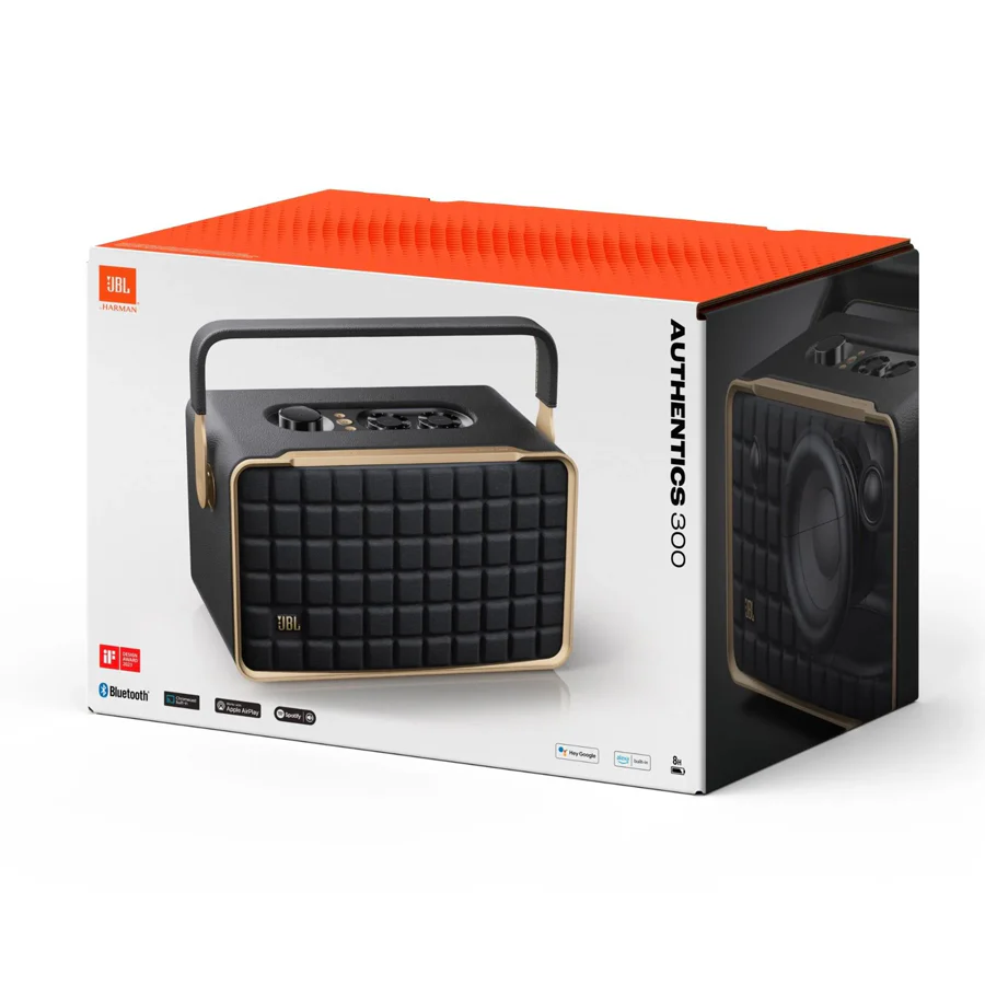 JBL Authentics 300 Portable Smart Home Speaker with WiFi/ Bluetooth & Voice Assistants w/ Retro Design (Black) - Image 14
