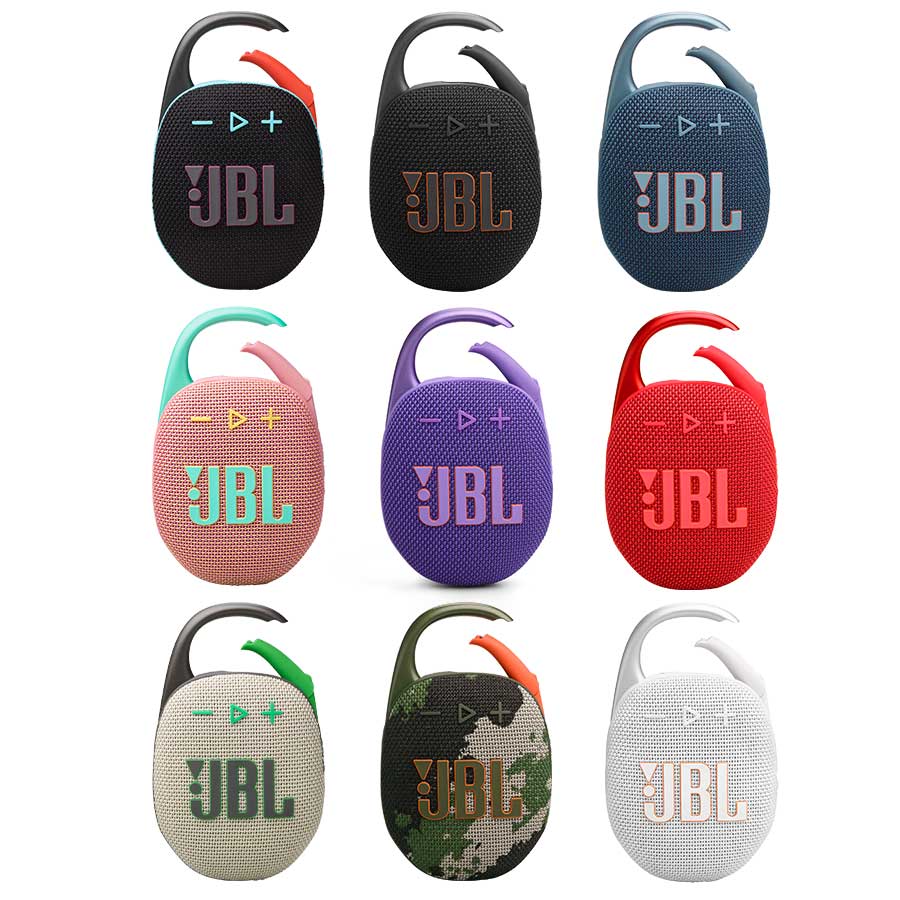 JBL Clip 5 Ultra-Portable Waterproof Bluetooth Wireless Speaker (Black Orange, Black, Blue, Pink, Purple, Red, Sand, Squad, White)