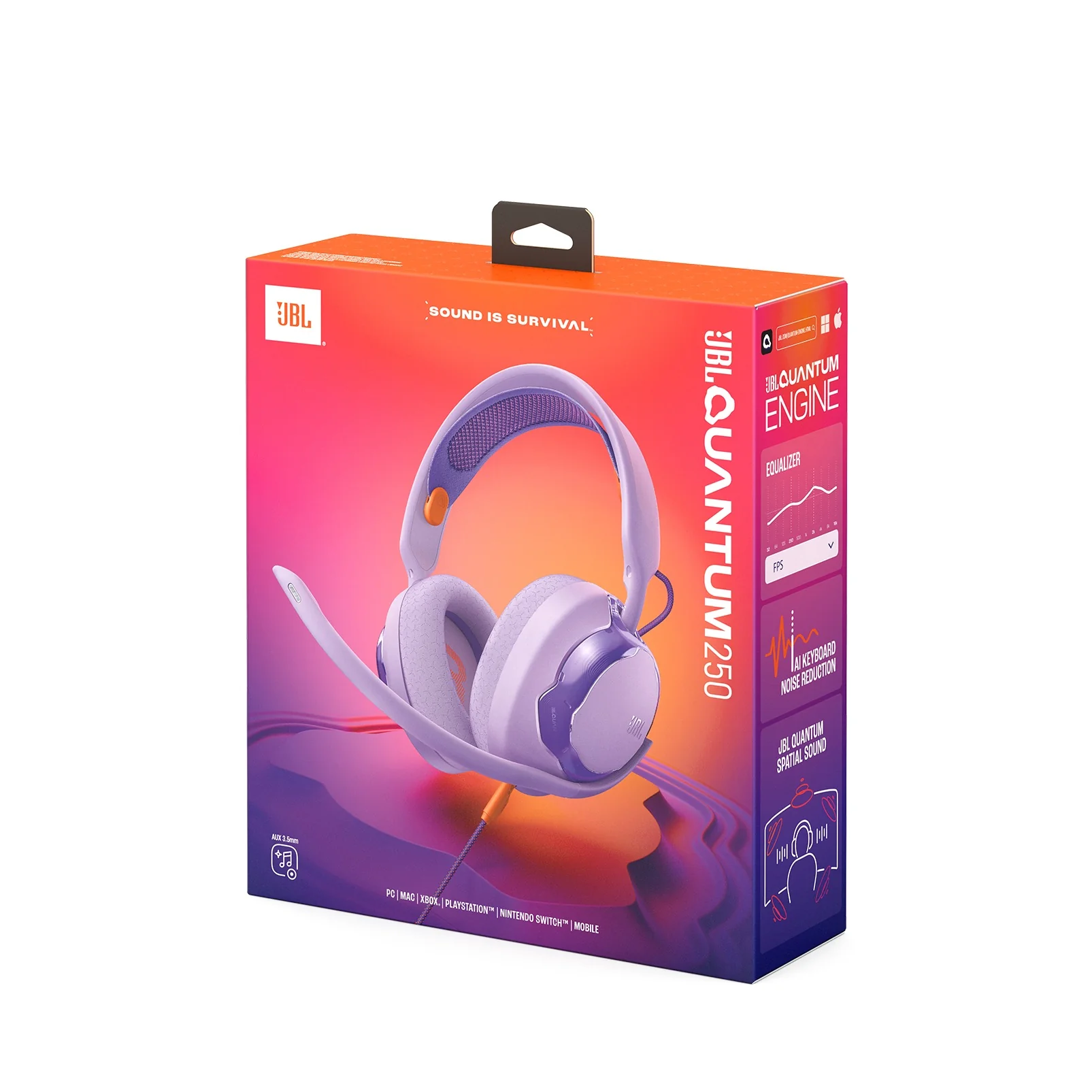 JBL Quantum 250 Wired Multiplatform Gaming Headset (Purple, White, Teal) - Image 7