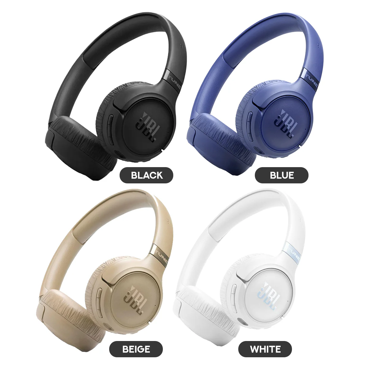 JBL TUNE 680NC Adaptive Noise Cancelling Hi-Res Wireless On-Ear Headphones (Black, Blue, Beige, White)