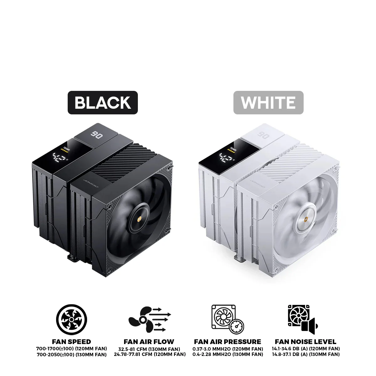 Jonsbo CC90 Digital Dual-Tower CPU Cooler (Black, White)