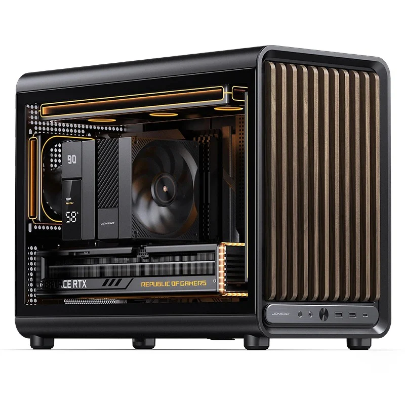 Jonsbo D33 Wood M-ATX Computer Case (Black, White) - Image 10