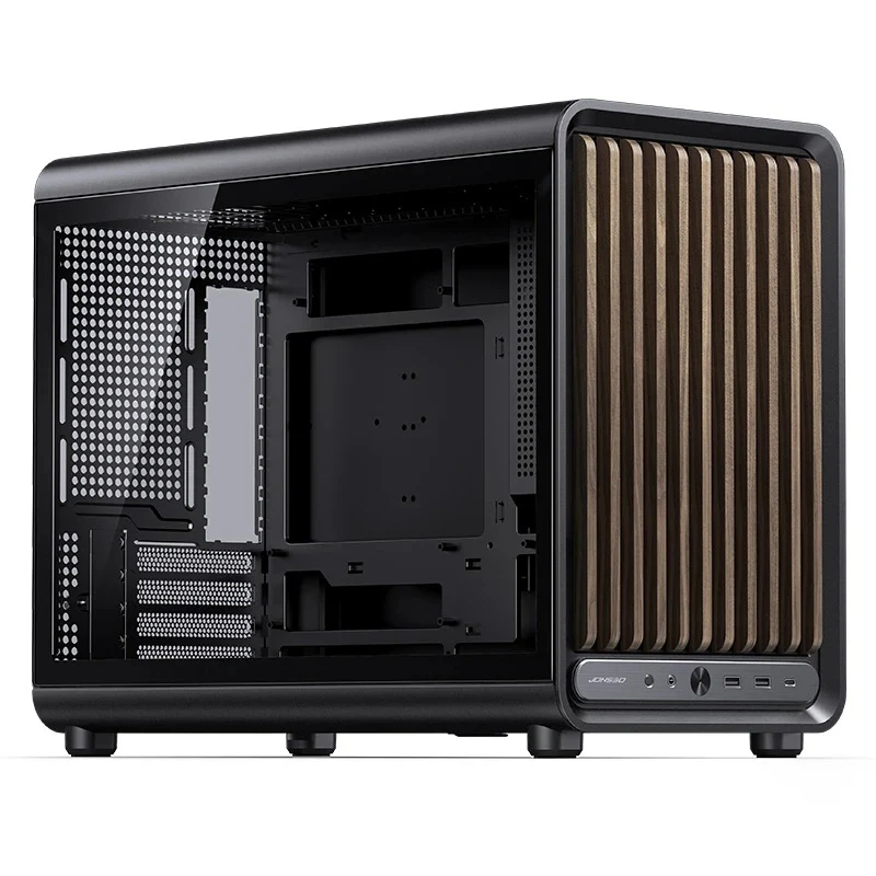 Jonsbo D33 Wood M-ATX Computer Case (Black, White) - Image 2