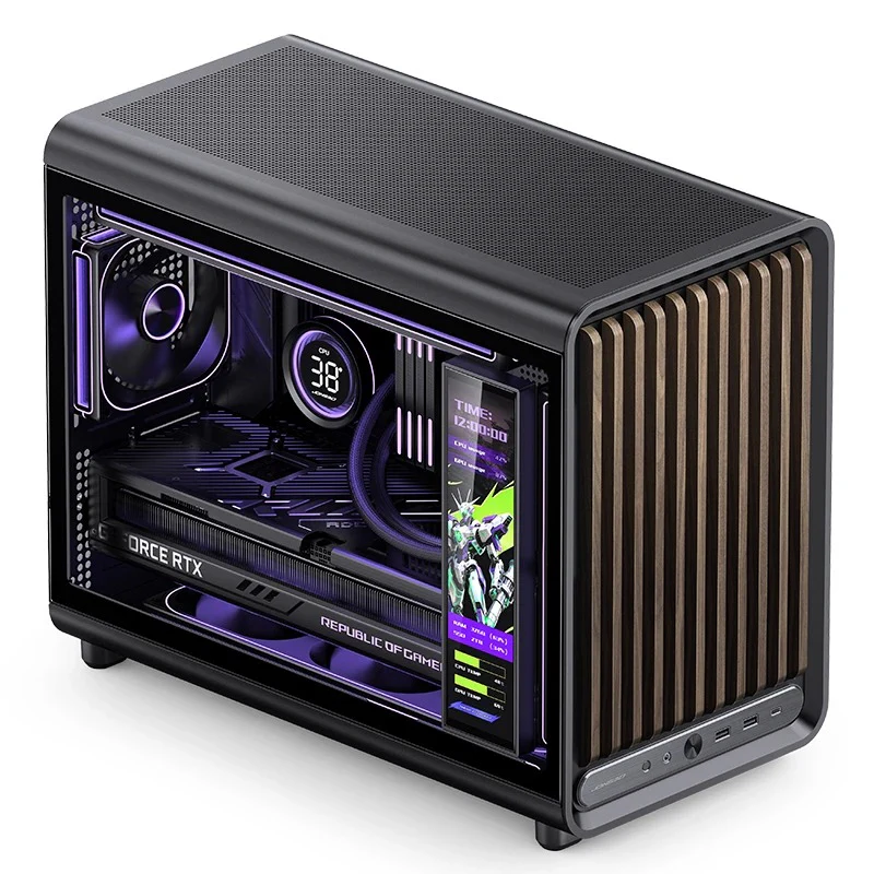 Jonsbo D33 Wood M-ATX Computer Case (Black, White) - Image 6