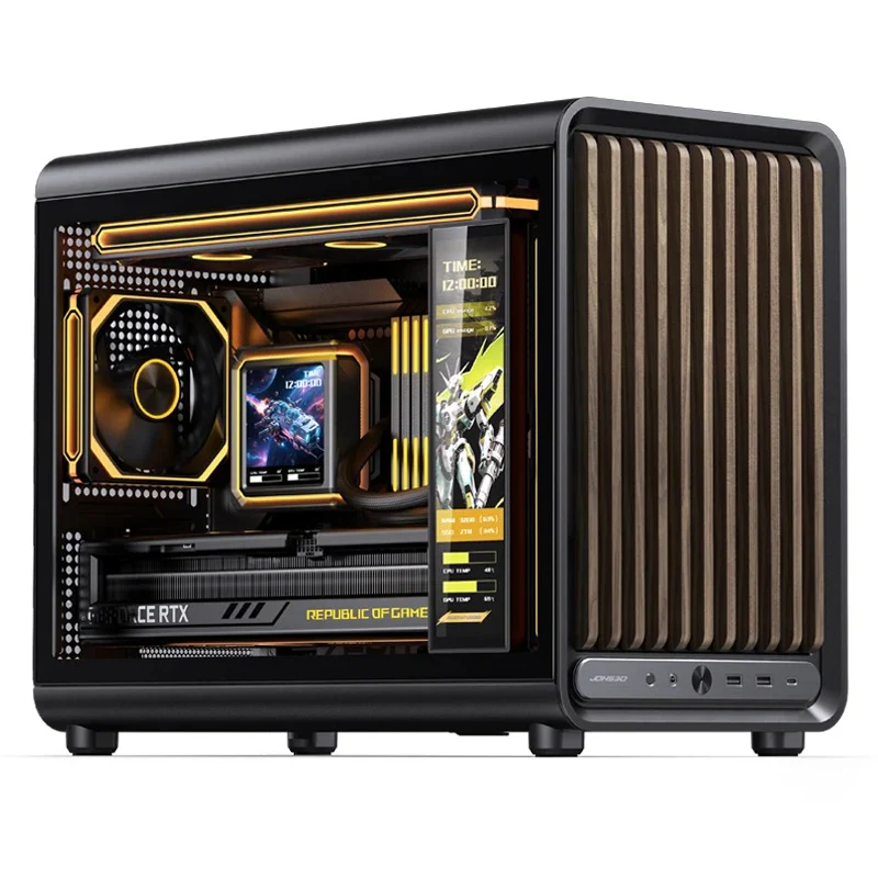 Jonsbo D33 Wood M-ATX Computer Case (Black, White) - Image 8