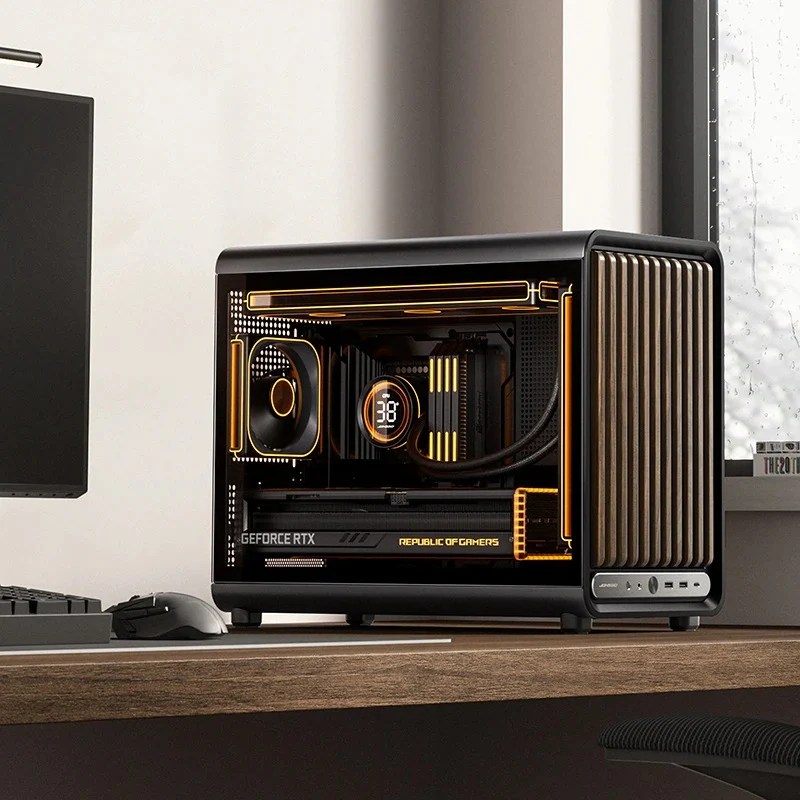 Jonsbo D33 Wood M-ATX Computer Case (Black, White) - Image 9