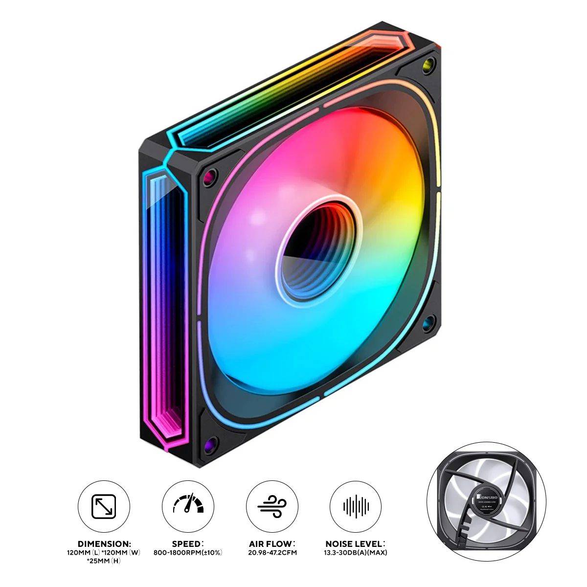 Jonsbo FR-505B 120mm ARGB Infinity Mirror Series Fan (Black)