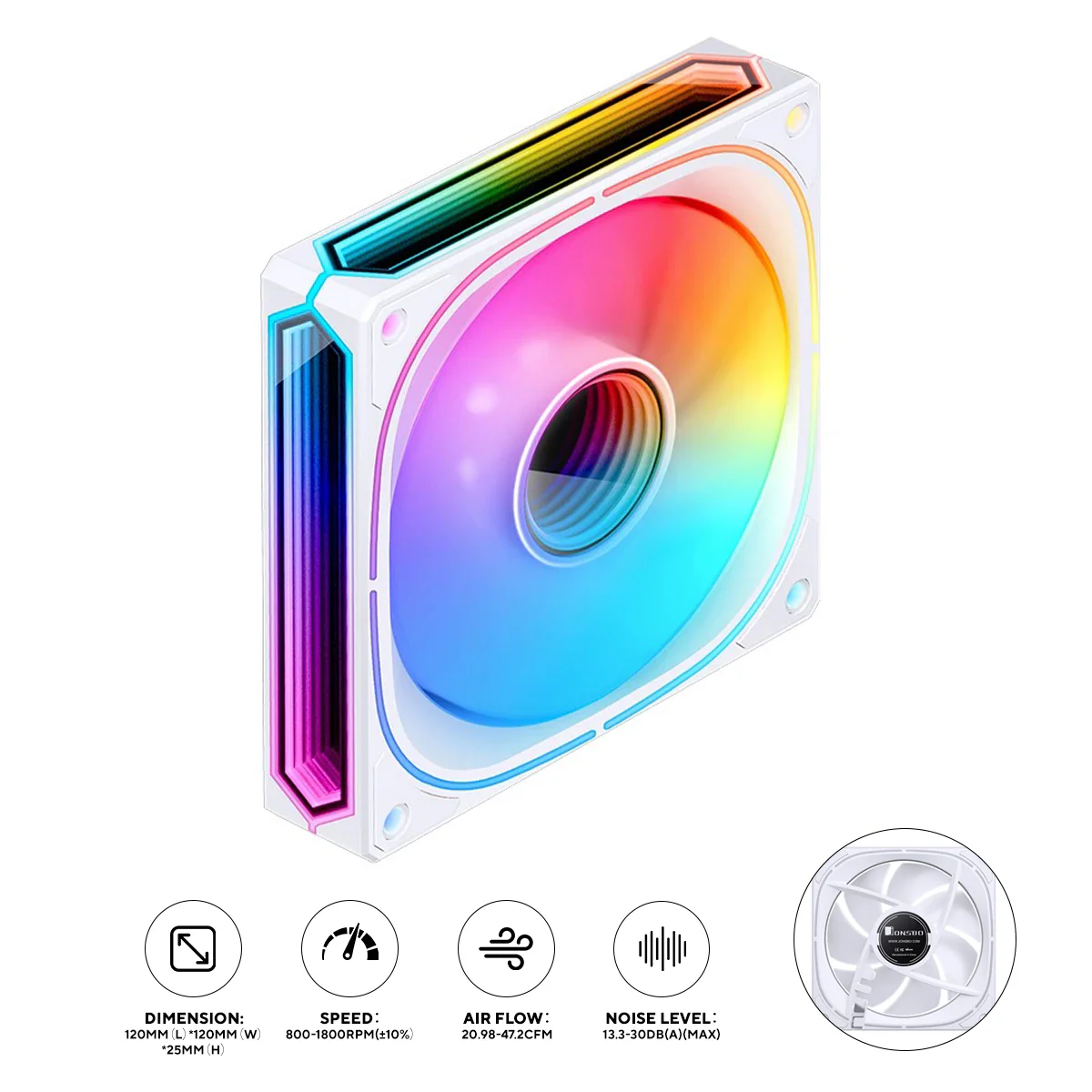 Jonsbo FR-505W 120mm ARGB Infinity Mirror Series Fan (White)