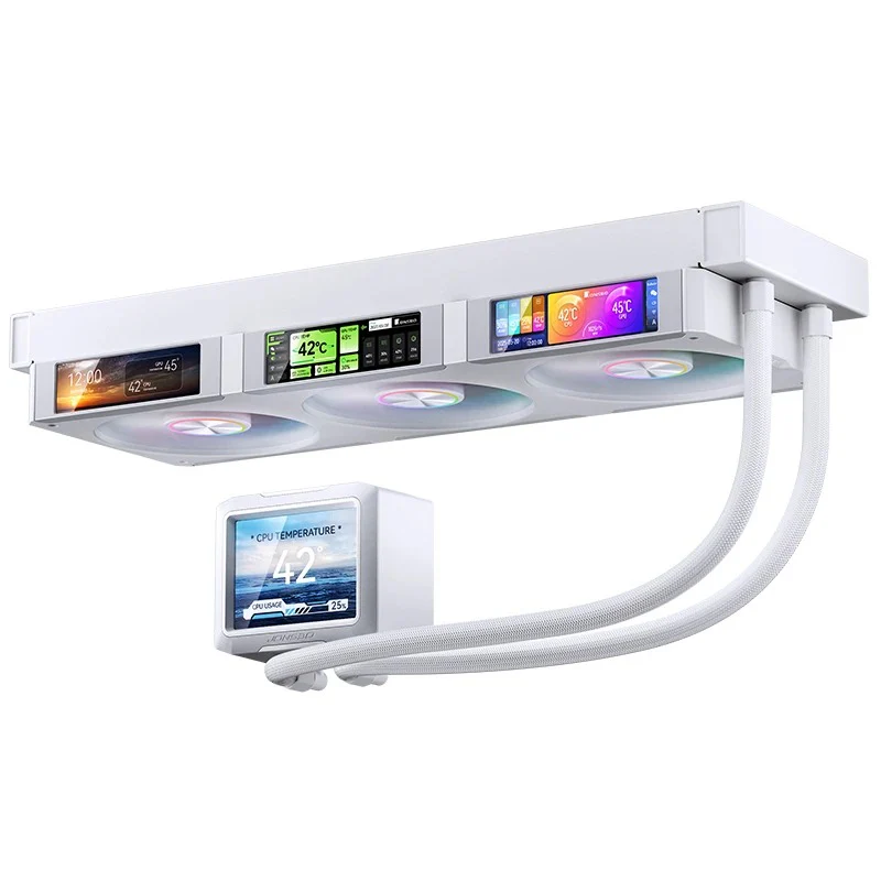 Jonsbo TF3-360SC 360MM AIO Liquid CPU Cooler w/ 3 x 3.38" Fan LCD Displays & 3.5" Pump Block LCD Display (Black, White) - Image 33