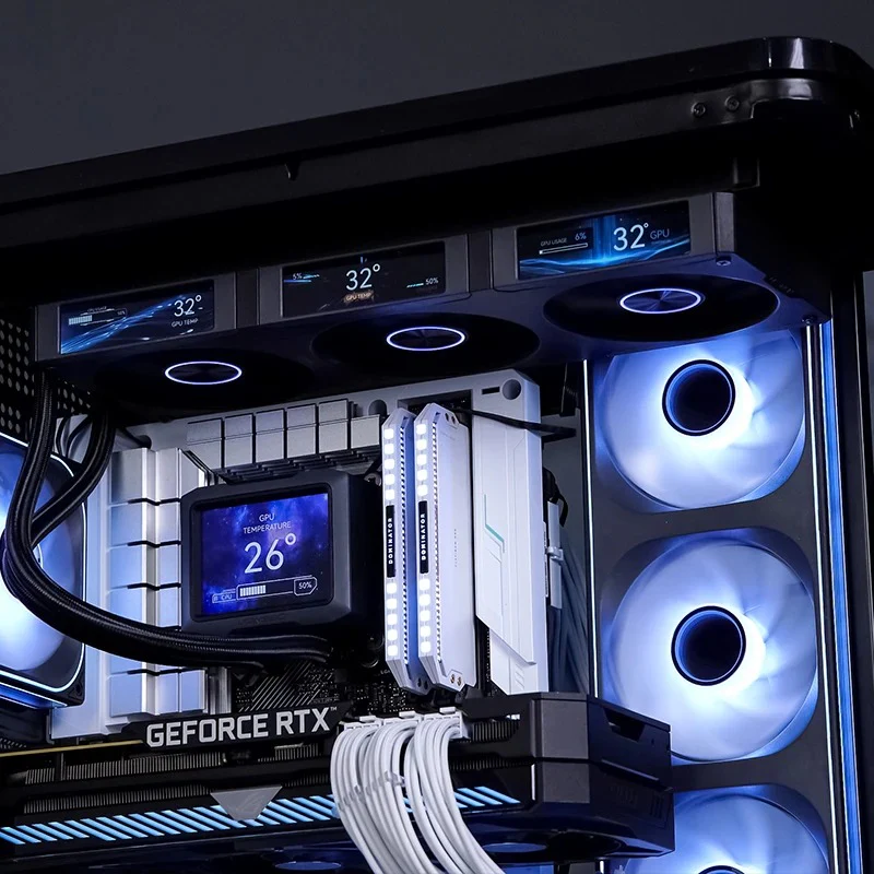 Jonsbo TF3-360SC 360MM AIO Liquid CPU Cooler w/ 3 x 3.38" Fan LCD Displays & 3.5" Pump Block LCD Display (Black, White) - Image 50