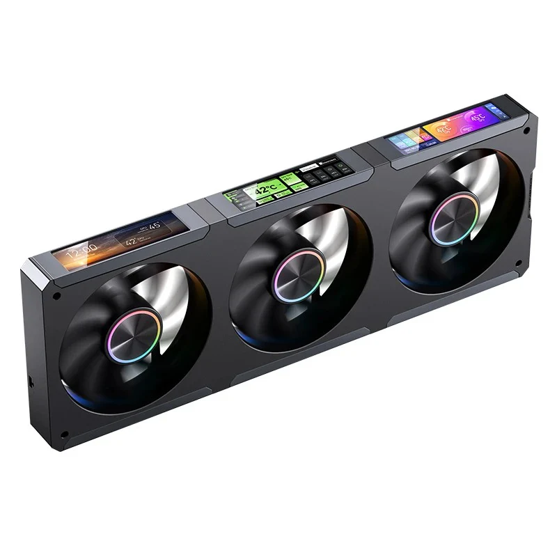 Jonsbo TF3-360SC 360MM AIO Liquid CPU Cooler w/ 3 x 3.38" Fan LCD Displays & 3.5" Pump Block LCD Display (Black, White) - Image 8