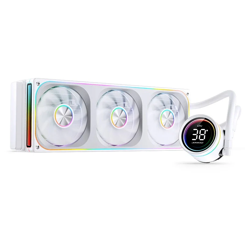 Jonsbo TH-360 ARGB AIO 360mm Liquid CPU Cooler w/ Temperature Display (Black, White) - Image 3