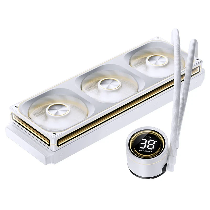 Jonsbo TH-360 ARGB AIO 360mm Liquid CPU Cooler w/ Temperature Display (Black, White) - Image 4