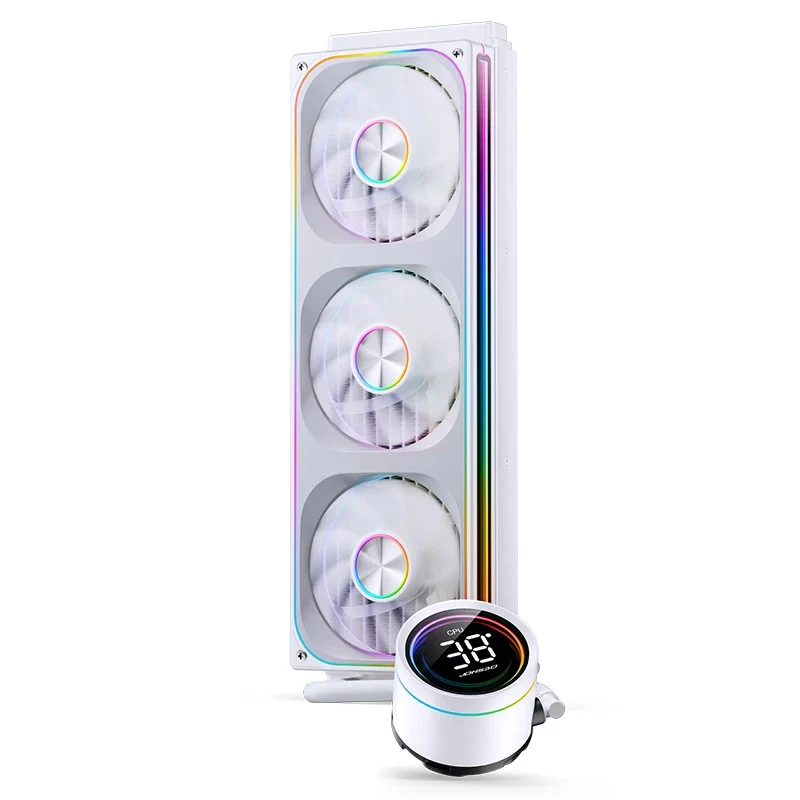 Jonsbo TH-360 ARGB AIO 360mm Liquid CPU Cooler w/ Temperature Display (Black, White) - Image 5