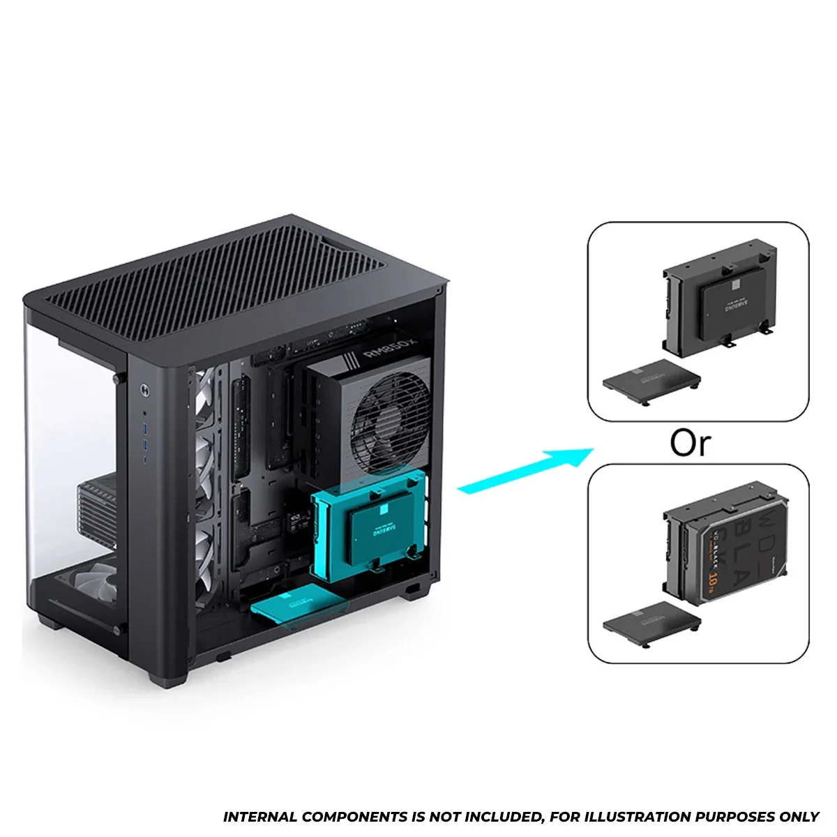 Jonsbo TK-3 ATX Separated Cabinet Computer Case (Black, White) - Image 10