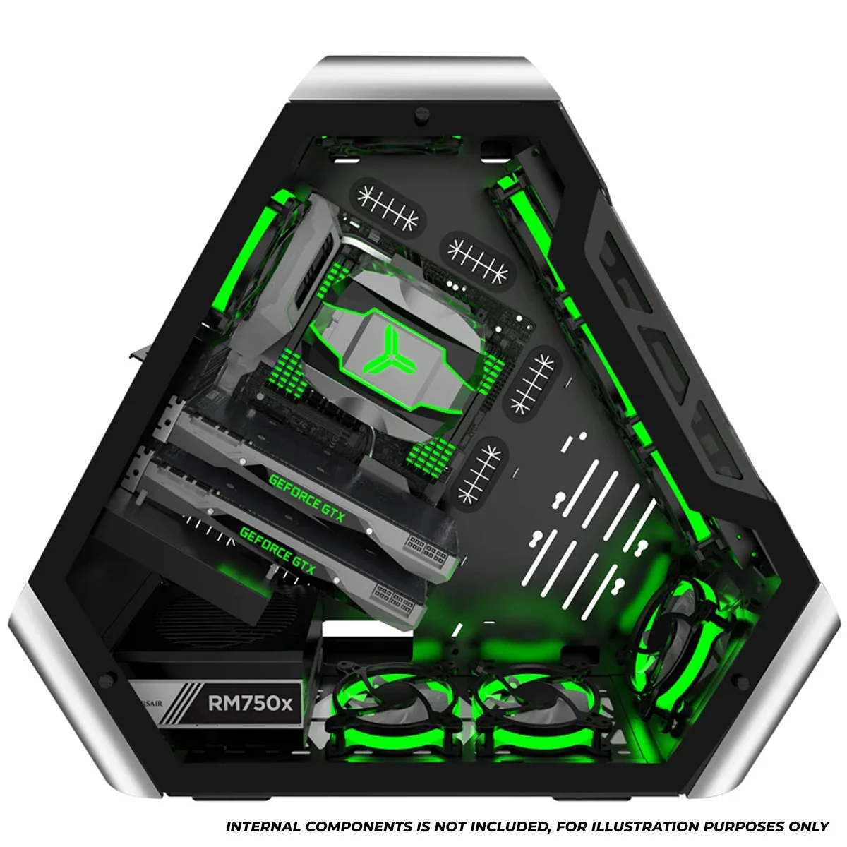 Jonsbo TR03-G Glass Panel ATX Equilateral Triangle Computer Case (Silver) - Image 4