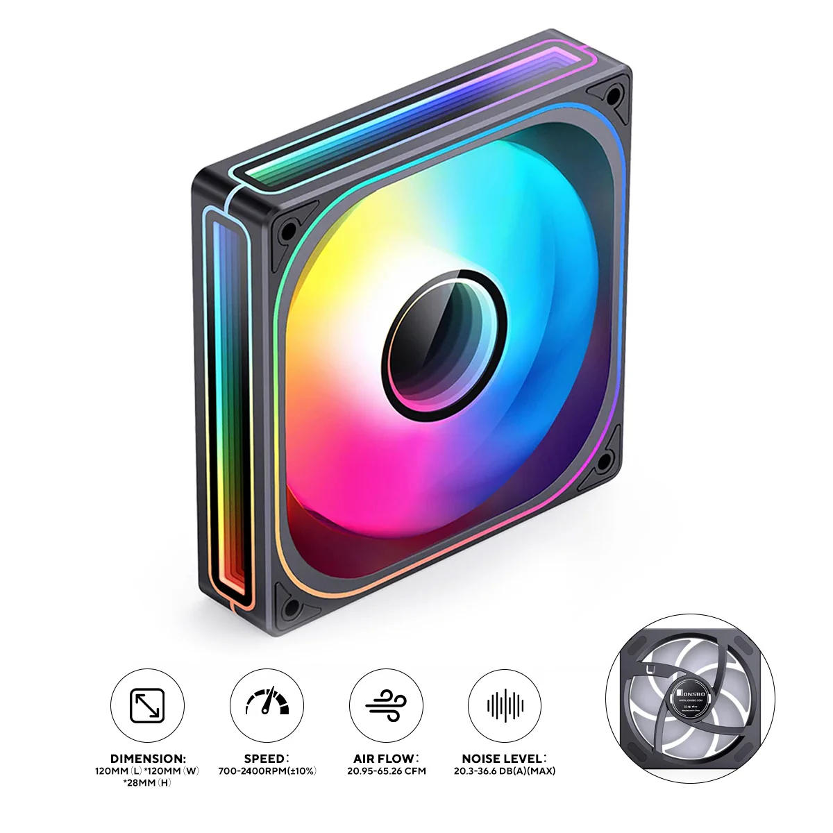 Jonsbo ZB-120B 120mm ARGB Infinity Mirror Series Fan (Black)