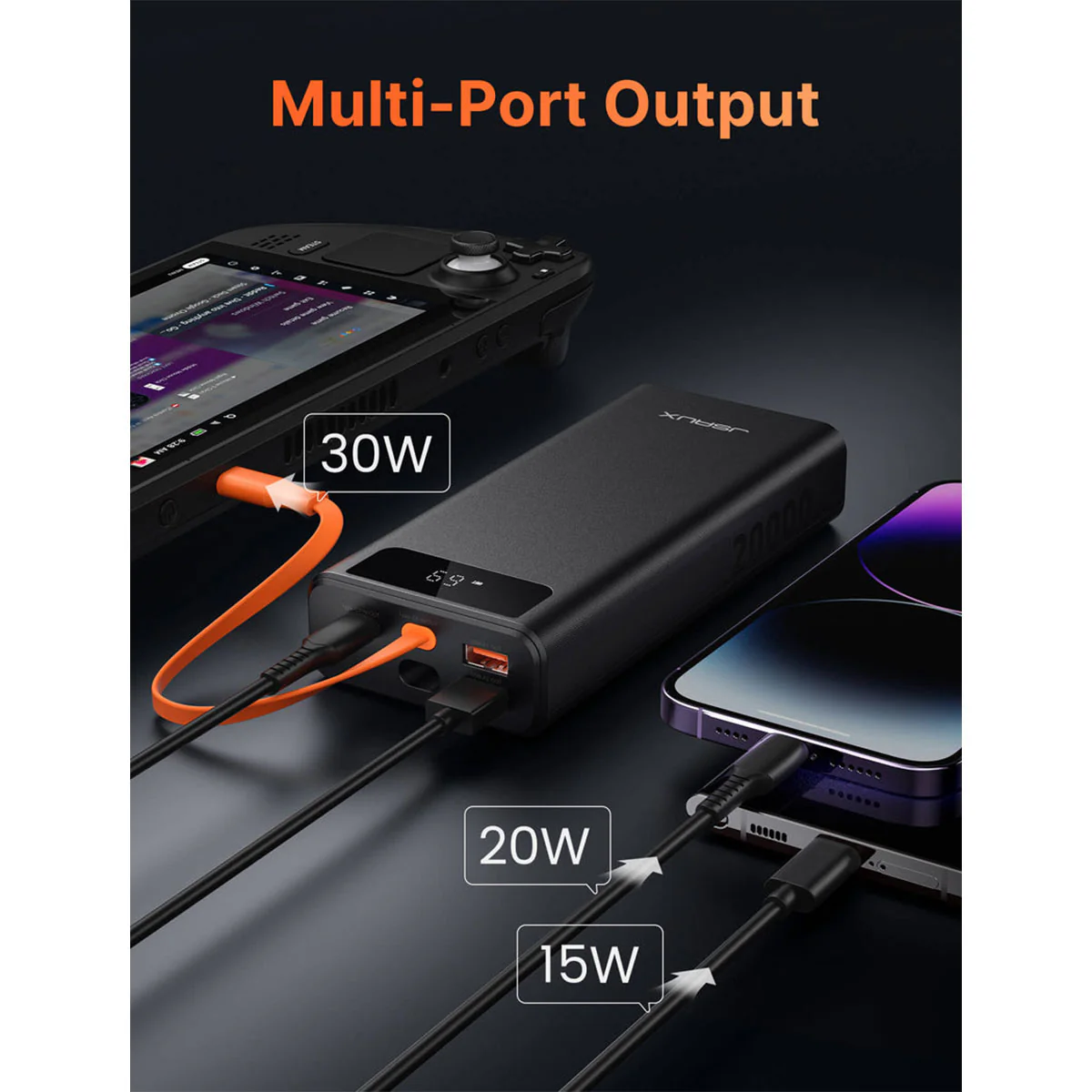 JSAUX 65W Fast Charging 20000mAh Portable Power Bank (Black) (PB6501) - Image 3