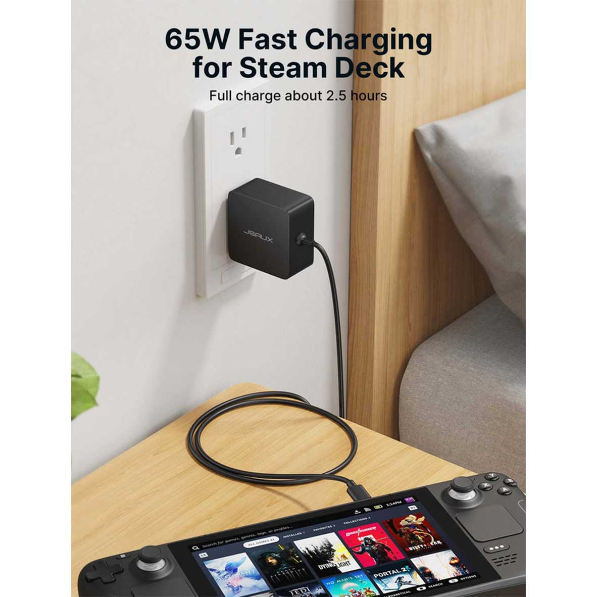 JSAUX 65W USB-C Foldable Charger (Black) (CH6504) - Image 7