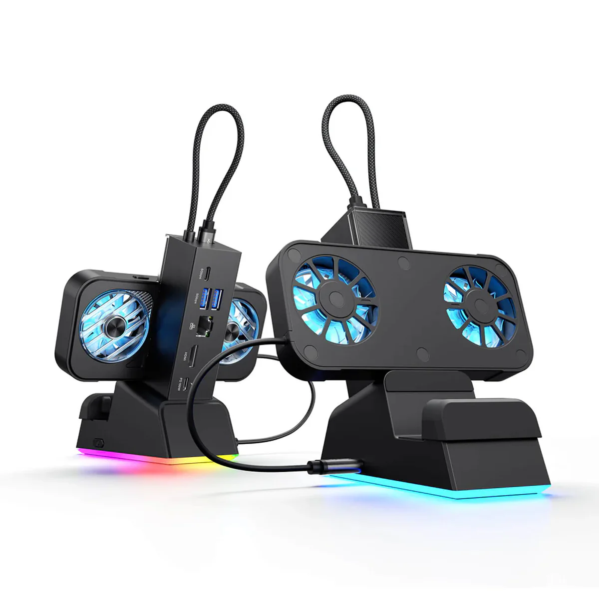JSAUX 7-in-1 RGB Cooling Docking Station for Steam Deck/ Steam Deck OLED/ ROG Ally/ ROG Ally X/ Legion Go (Black) (HB0705) - Image 2