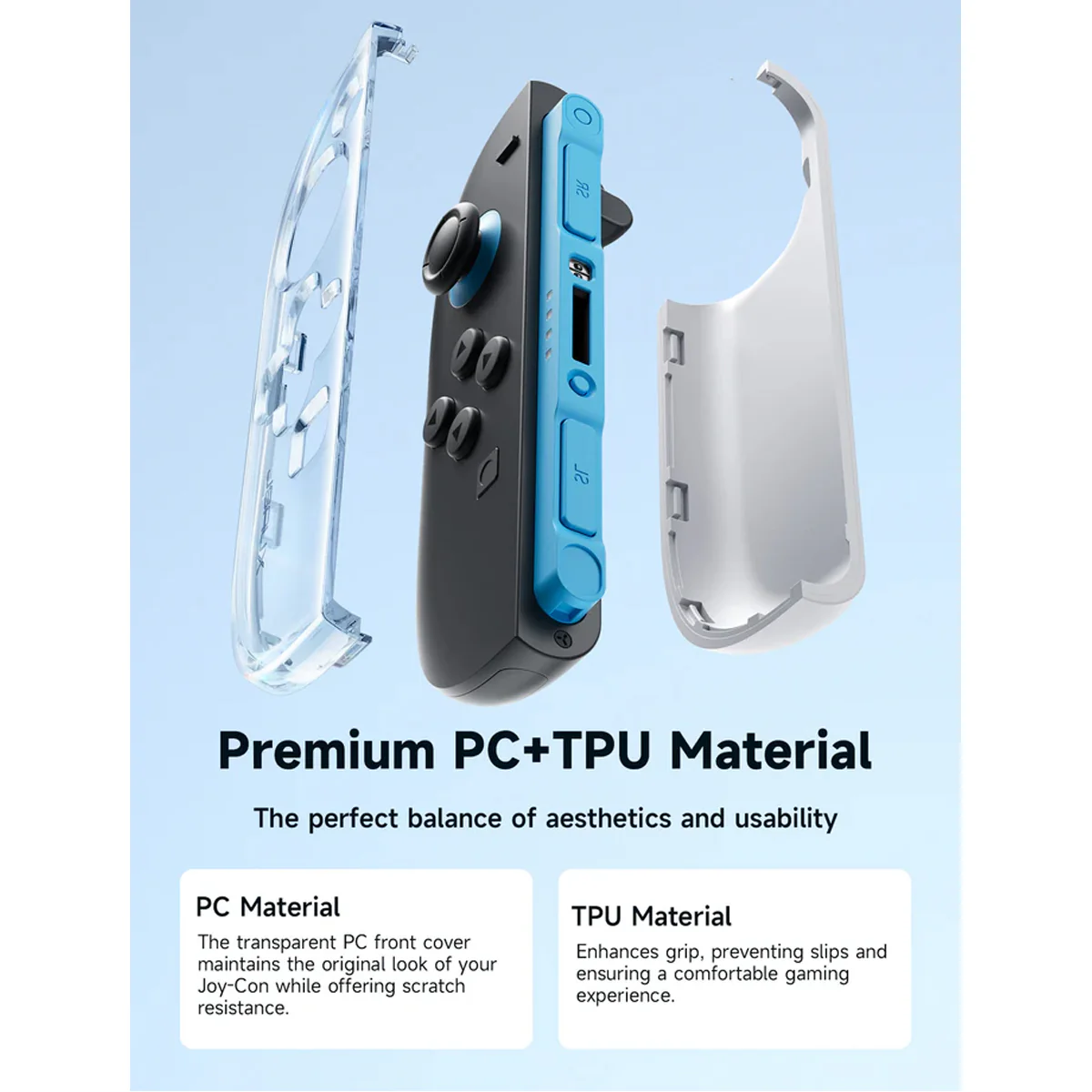 JSAUX Joy-Con Ergonomic Controller Full-Coverage Case for Nintendo Switch 2 (Transparent Grey) (PC0119) - Image 3