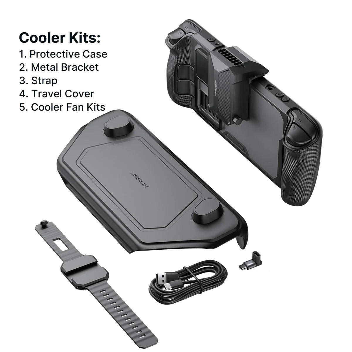 JSAUX ModCase for Steam Deck/ Steam Deck OLED (Black) (PC0104) (Basic Set, Cooler Kit, Hub Kit, Power Bank Kit) - Image 3