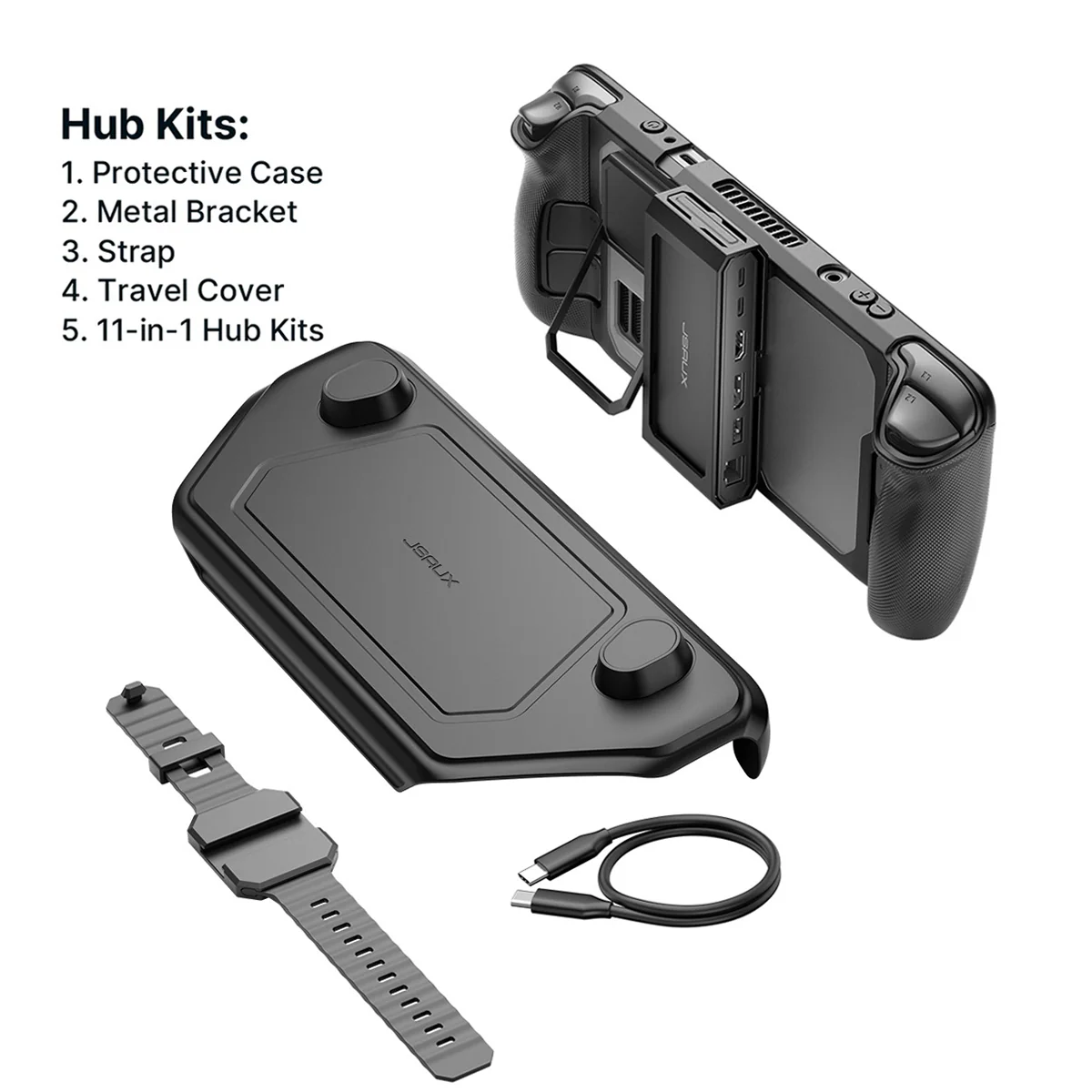 JSAUX ModCase for Steam Deck/ Steam Deck OLED (Black) (PC0104) (Basic Set, Cooler Kit, Hub Kit, Power Bank Kit) - Image 4