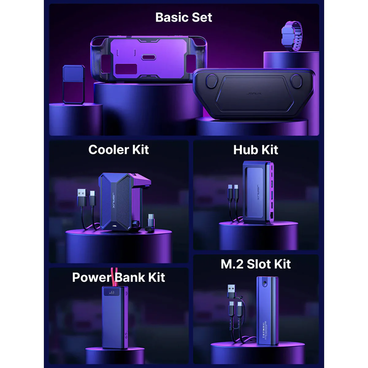 JSAUX ModCase for Steam Deck/ Steam Deck OLED (Black) (PC0104) (Basic Set, Cooler Kit, Hub Kit, Power Bank Kit) - Image 7