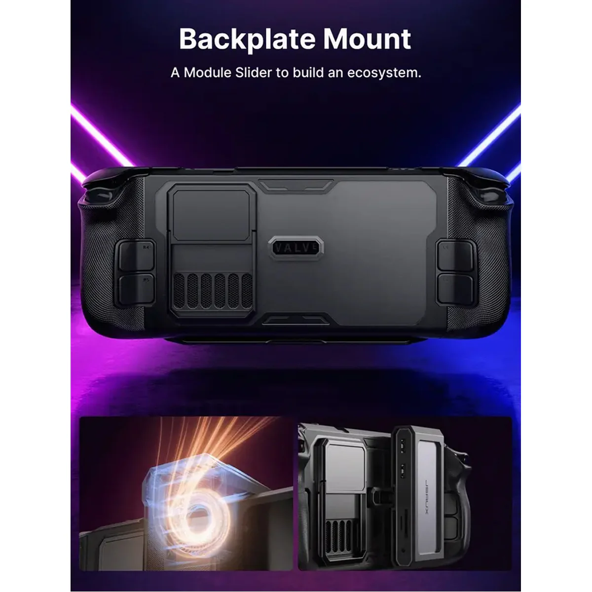 JSAUX ModCase for Steam Deck/ Steam Deck OLED (Black) (PC0104) (Basic Set, Cooler Kit, Hub Kit, Power Bank Kit) - Image 9