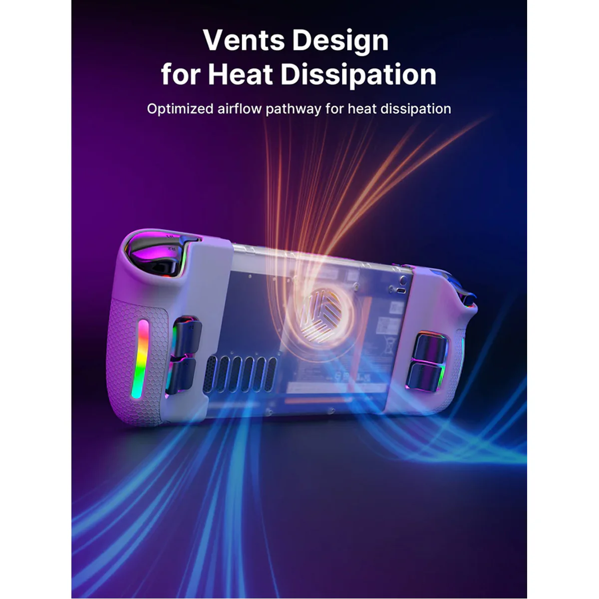 JSAUX RGB & Vents Transparent Back Plate for Steam Deck & Steam Deck OLED (Crystal) (PC0106C) - Image 3