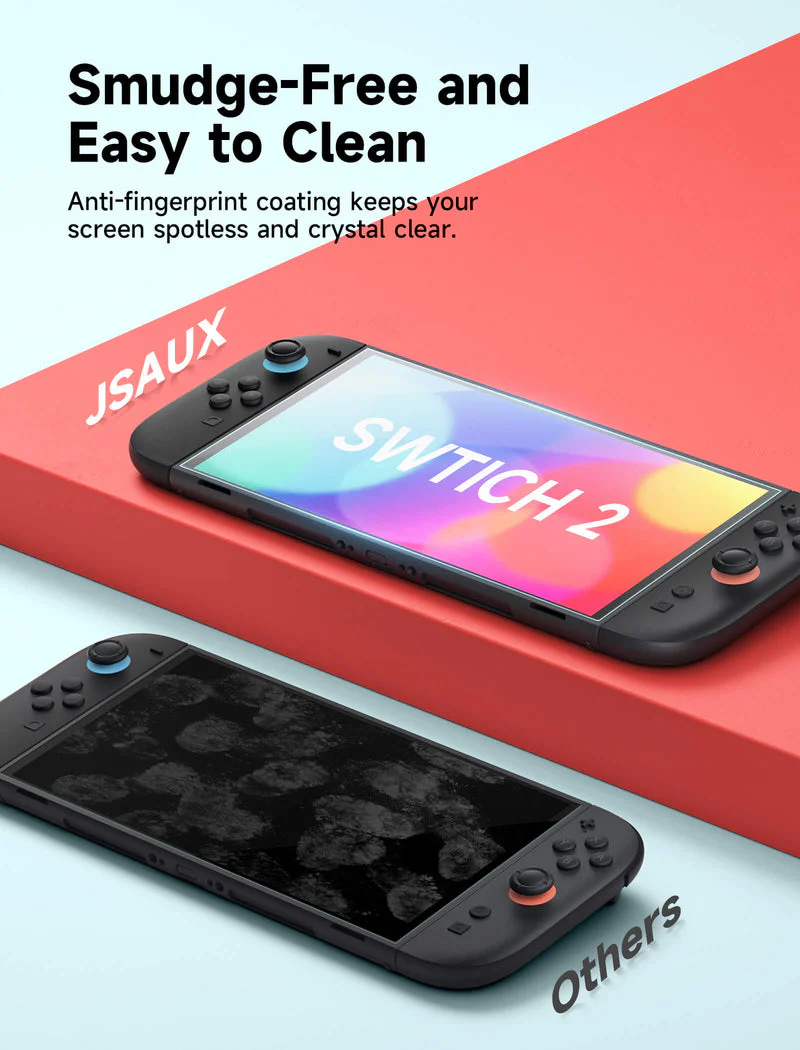 JSAUX Ultra Clear Anti-Glare Matte Tempered Glass Screen Protector 2-Pack for Nintendo Switch 2 (GP0124A) - Image 7