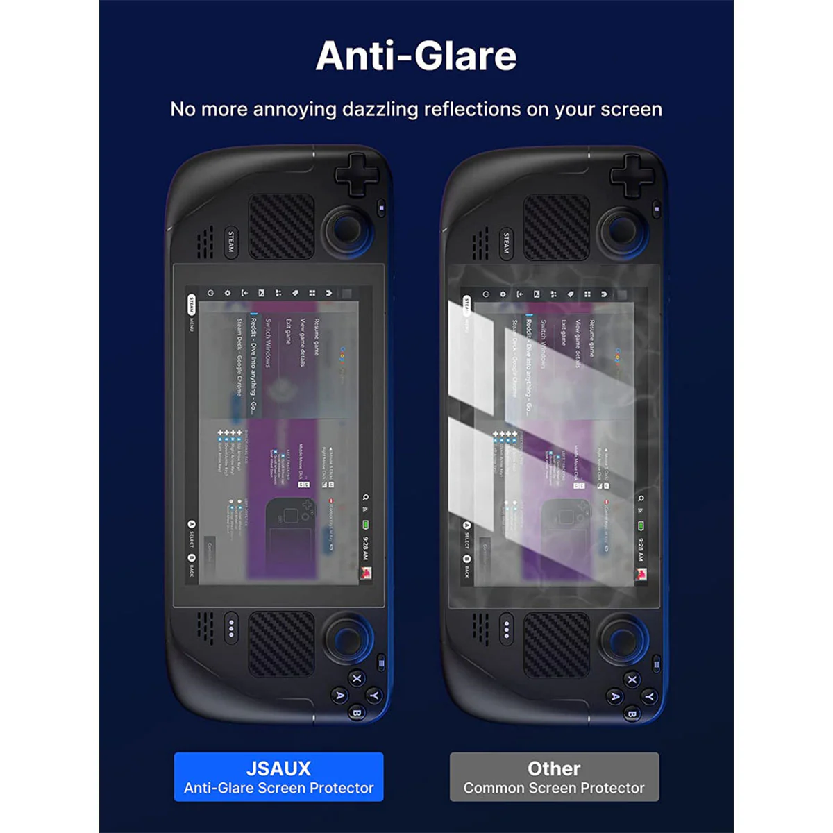 JSAUX Ultra Clear Anti-Glare Matte Tempered Glass Screen Protector for Steam Deck 2-Pack (GP0110) - Image 2