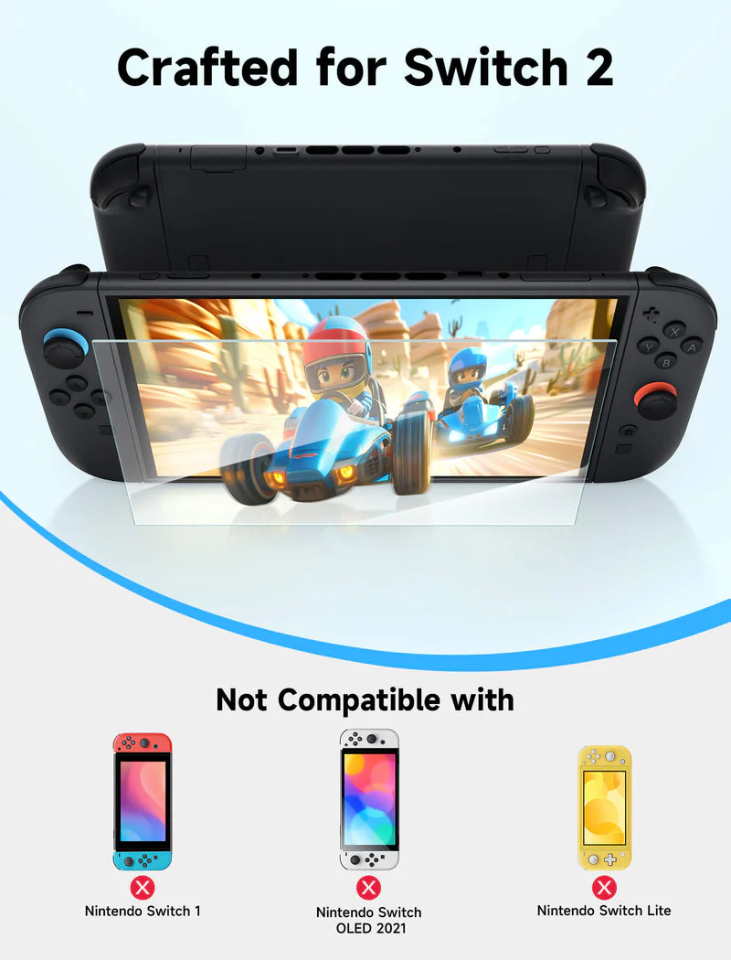 JSAUX Ultra Clear HD Tempered Glass Screen Protector 2-Pack for Nintendo Switch 2 (GP0123A) - Image 2