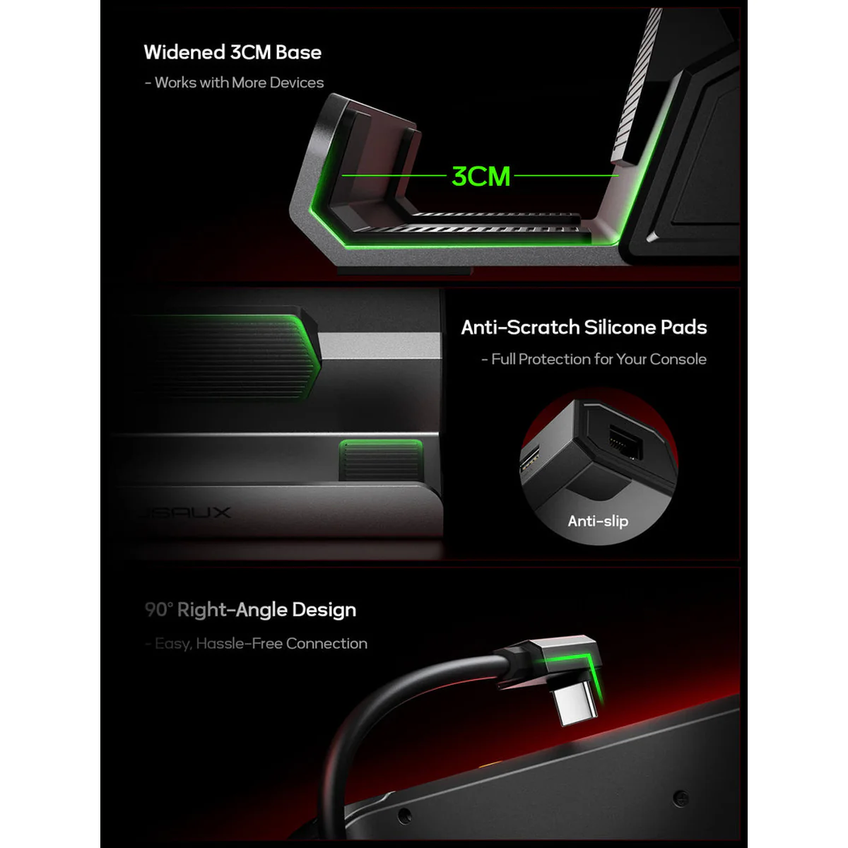 JSAUX USB-C 5-in-1 Docking Station for Steam Deck/ Steam Deck OLED/ ROG Ally/ ROG Ally X / Legion Go/ Legion Go 2/ Legion Go S (Grey) (HB0602S) - Image 6