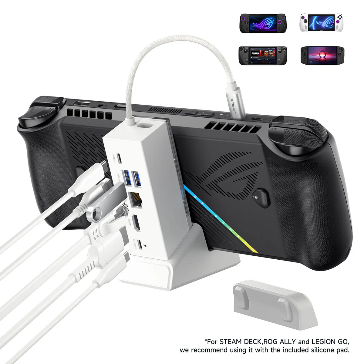 JSAUX USB-C 6-in-1 Multifunctional Docking Station for Steam Deck/ Steam Deck OLED/ ROG Ally/ ROG Ally X/ Legion Go (Black, White) (HB0609) - Image 11