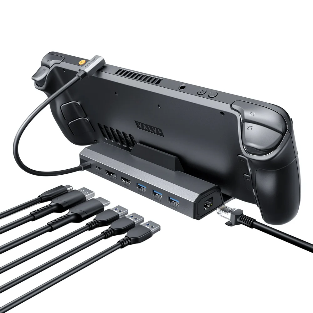 JSAUX USB-C 7-in-1 Docking Station for Steam Deck/ Steam Deck OLED/ ROG Ally/ ROG Ally X/ Legion Go/ Legion Go 2/ Legion Go S (Grey) (HB0702S) - Image 2