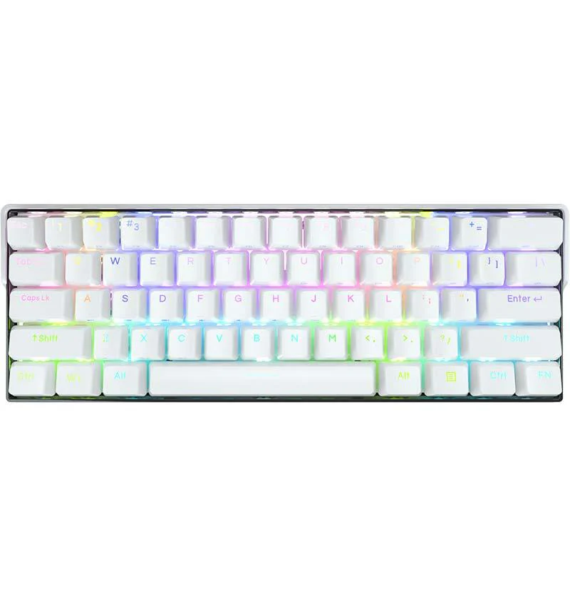 Kemove DK61 Snowfox White Hot-Swappable RGB Backlit Wired/Bluetooth Mechanical Keyboard (Gateron Blue Switch) - Image 2