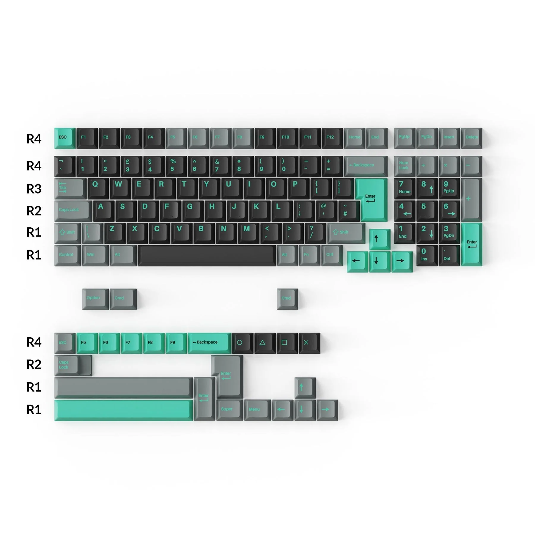 Keychron Cherry Profile Double Shot PBT Full Set Keycaps - Hacker Mint (PBT-16) - Image 2