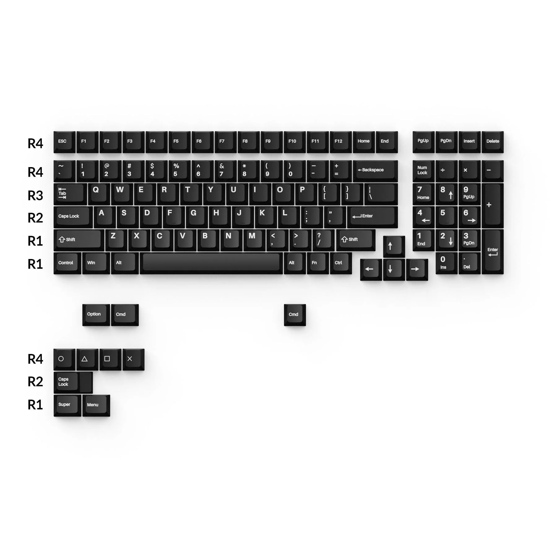 Keychron Cherry Profile Double Shot PBT Full Set Keycaps - White On Black (PBT-10) - Image 3