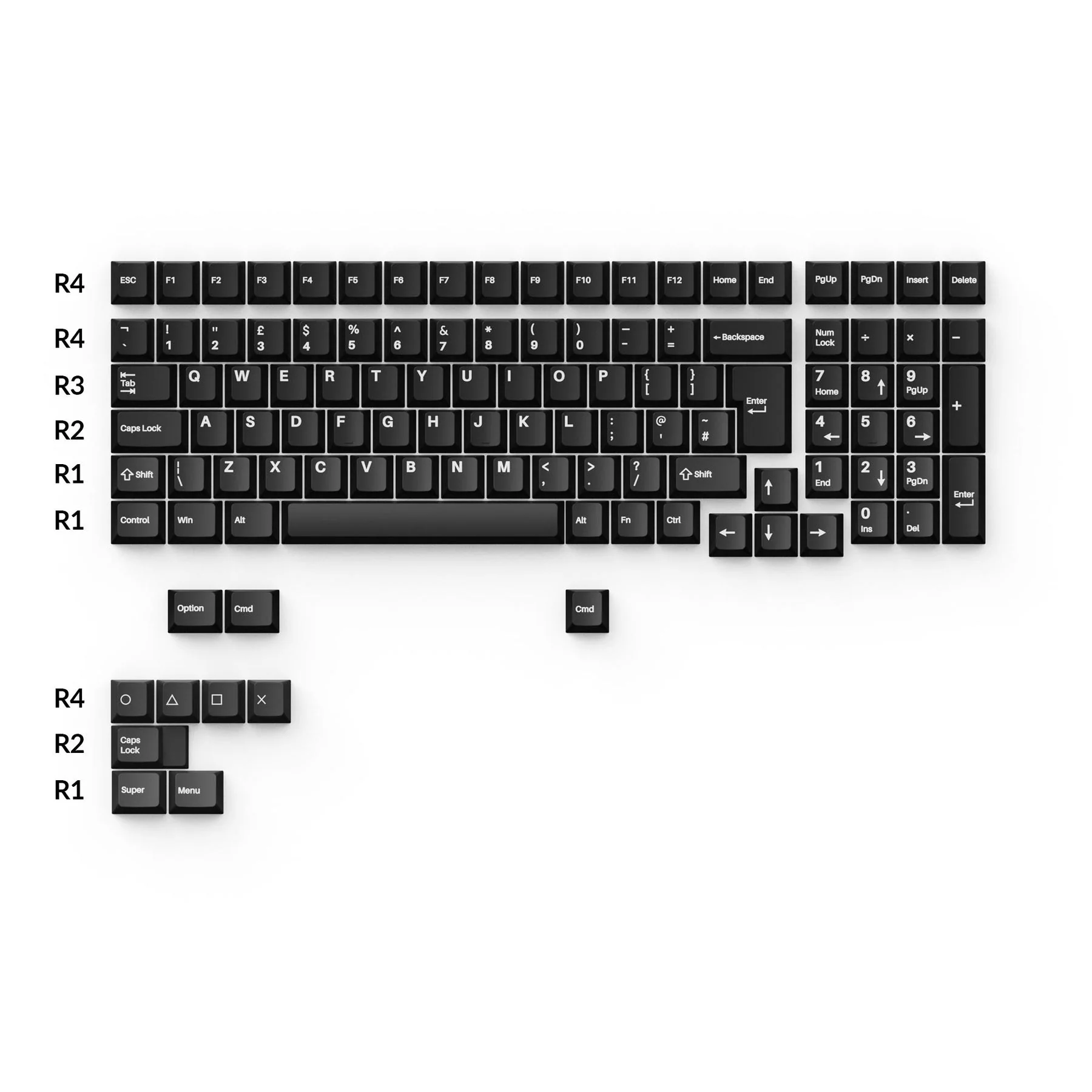 Keychron Cherry Profile Double Shot PBT Full Set Keycaps - White On Black (PBT-10) - Image 4