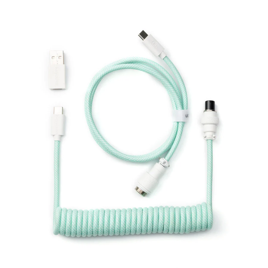 Keychron Coiled Aviator Type-C Straight Cable (Light Blue, Light Pink, Mint, Pink Orange, Yellow, Light Purple) - Image 3
