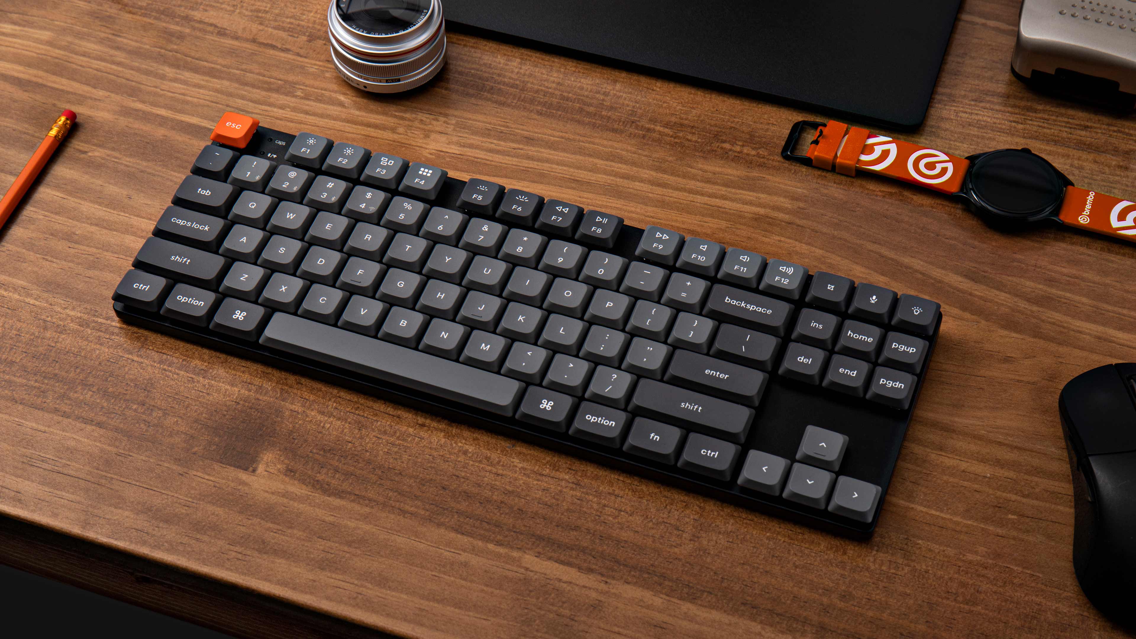 Keychron K1 Max QMK/Via RGB Backlit Hot-Swappable Compact Wireless Custom Mechanical Keyboard - Black/Grey (Low Profile Gateron Mechanical Red Switch, Low Profile Gateron Mechanical Brown Switch)  (K1M-H1, K1M-H3) - Image 6