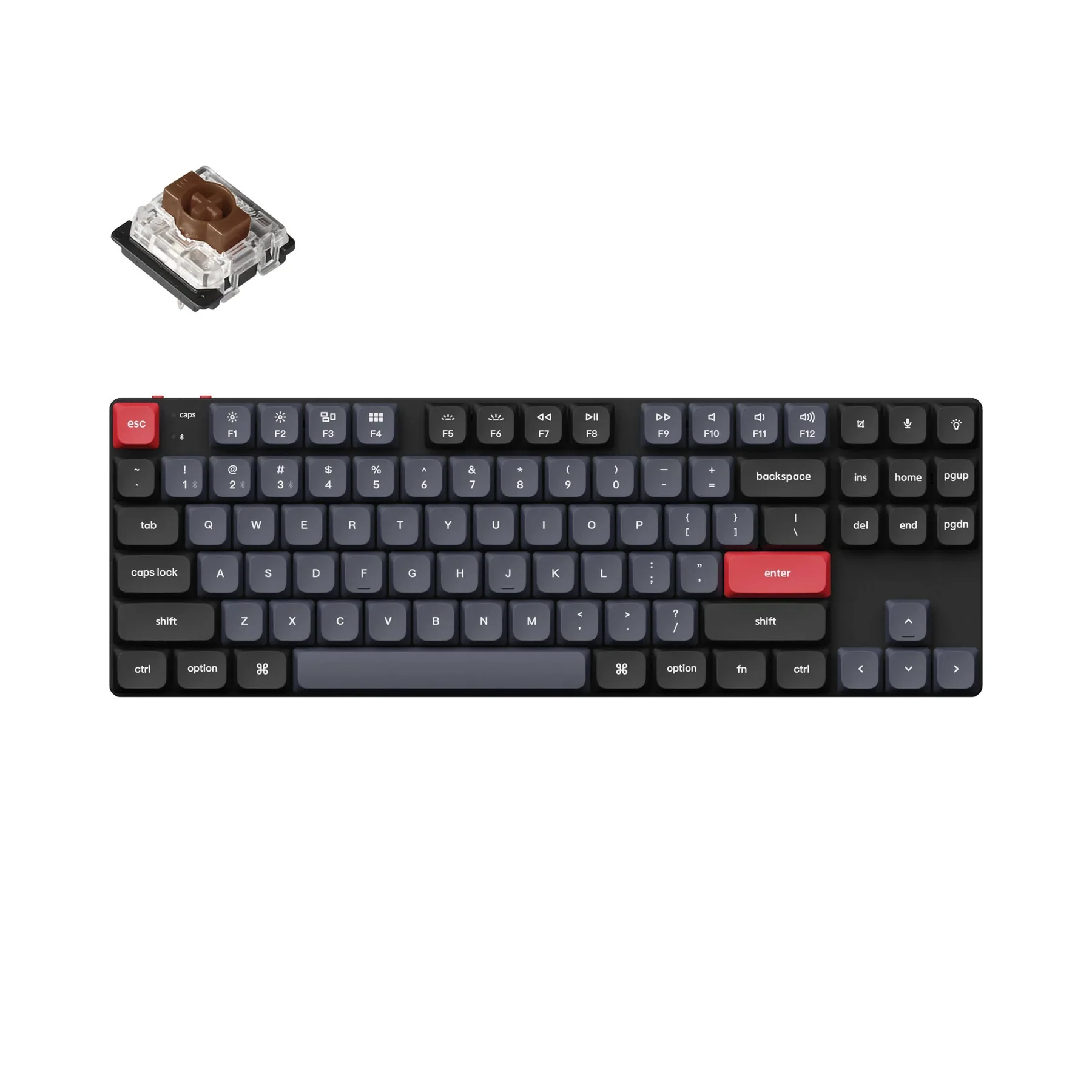 Keychron K1 Pro QMK/Via RGB Backlight Low Profile Gateron Hot-Swappable Wireless Mechanical Keyboard - Black (Brown Switch) (K1P-H3)